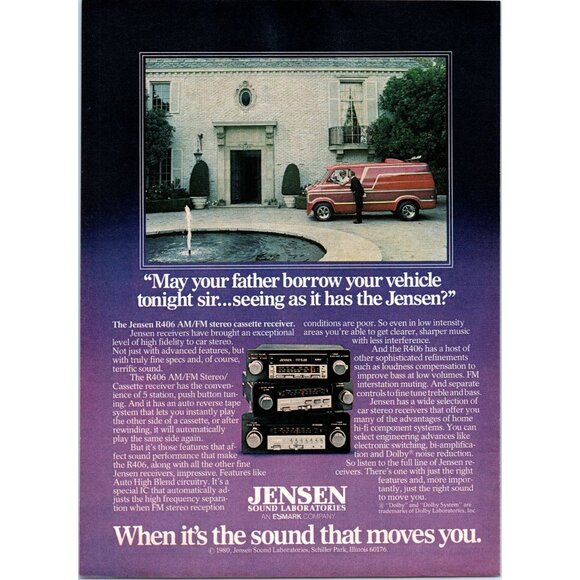 1981 Jensen Car Stereo 80s Custom Van Vintage Print Ad Butler Estate Wall Art - Picture 1 of 2